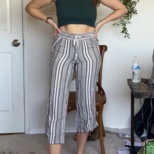 Drawstring Stripe Crop Pants